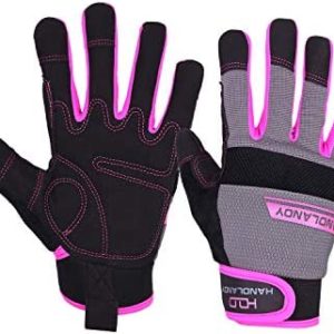 HANDLANDY Utility Work Gloves Women, Flexible Breathable Yard Work Gloves, Thin Mechanic Working Gloves Touch Screen (Medium)