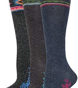 Wrangler Ladies Angora Blend Aztec Pattern Knee High Boot Socks 3 Pair Pack
