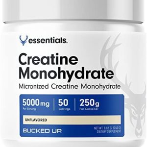 Bucked Up Creatine Monohydrate 250 Grams Powder, Bucked Up Essentials (50 Servings)