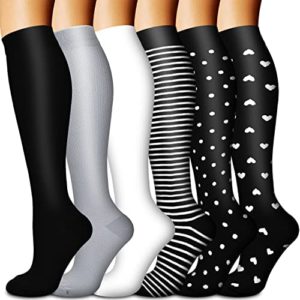 Copper Compression Socks for Women & Men (6 pairs) - Best Support for Nurses, Running, Hiking, Recovery & Flight Socks