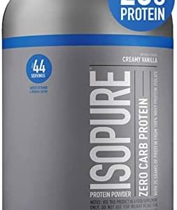 Isopure Creamy Vanilla Whey Isolate Protein Powder with Vitamin C & Zinc for Immune Support, 25g Protein, Zero Carb & Keto Friendly, 3 Pounds (Packaging May Vary)