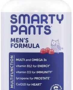 SmartyPants Men's Formula, Daily Multivitamin for Men: Vitamins C, D3, Zinc, Omega 3, CoQ10, & B12 for Immune Support, Energy, Prostate & Heart Health, Fruit Flavor, 180 Gummies (30 Day Supply)