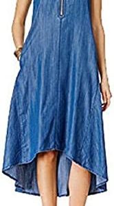 INC International Concepts High-Low Denim Trapeze Dress