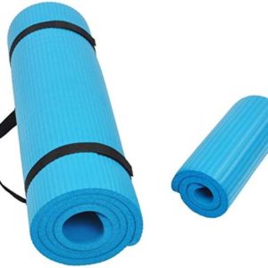 BalanceFrom  All Purpose 1/2-Inch Extra Thick High Density Anti-Tear Exercise Yoga Mat and Knee Pad with Carrying Strap and Yoga Blocks
