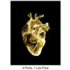 Abstract Human Anatomy Wall Art Poster Set- Gift for Doctor, Nurse, Physicians Assistant, RN - Modern Black and Gold Room Decor Home Decorations Set for Medical Office - Heart, Skull, Lungs, Brain - Image 3