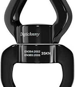 Swing Swivel, 35KN Safety Rotational Device, Digtichnny Swing Spinner for Web Tree Swing, Aerial Dance, Children’s Swing, Hanging Hammock (Full Black)