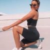 Women's High Waist Biker Short Side Pocket Workout Tummy Control Bike Shorts Yoga Running Exercise Spandex Leggings - Image 2