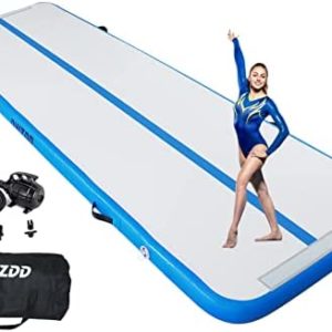 Dwzdd Air Track Tumbling Mat 10ft/13ft Blow up Gymnastic Mats with Electric Inflatable Pump, Repair Kit, Bag for Home/Training/Yoga/Water