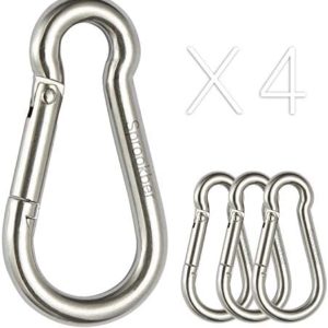 sprookber Stainless Steel Carabiner Spring Snap Hook - 304 Stainless Steel Heavy Duty Clips, Set of 4