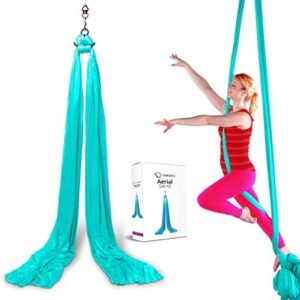 IQONIQA Iconic and Exquisite TURBONICE Aerial Silk Cloths- 10 Meters/10.9 Yards Silk Yoga Set-Daisy Chain Clips-Carabiners-Swivel-Figure 8 Descender-Indoor/Outdoor- Multi Colors