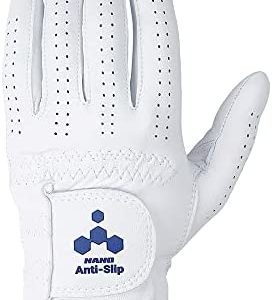 BECS Golf Gloves Men Left Hand, Premium Cabretta Leather, All Weather Nano Coating Non-Slip Grip, Pack of 1, White