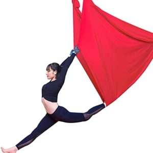 YANGHUI Red Aerial Yoga Hammock,Aerial Silk Yoga Swing Antigravity Yoga, Improved Flexibility & Core Strength 5M,A