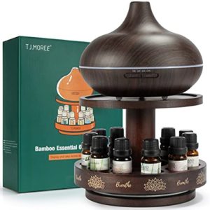 TJ.MOREE Essential Oil Storage Stand Meditation Accessories, Yoga Gifts for WomenTeacher Nurse, Relaxing Gifts for Holding Diffuser and Essential Oils Bottles - Walnut
