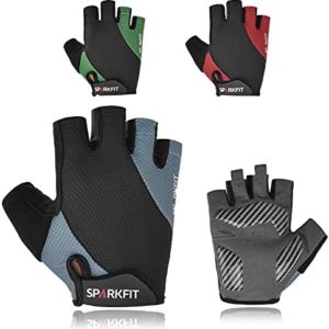 SPARKFIT Half Finger Cycling Gloves for Road Bikes and Mounting Biking, Bicycle Gloves Mountain Bike Gloves Non-Slip Shock Absorbent Palm Grip, Lightweight Lycra Moisture Wicking, Snug Compression