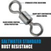 Dr.Fish Fishing Swivels Barrel Swivels, Rolling Swivels Stainless Steel Swivels Fishing Tackles Black Nickel 30Lb to1500 Lb - Image 5