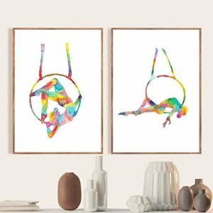 Set of 2 aerial hoop aerialist dance dancer circus Painting Wall Poster Watercolor Art Print