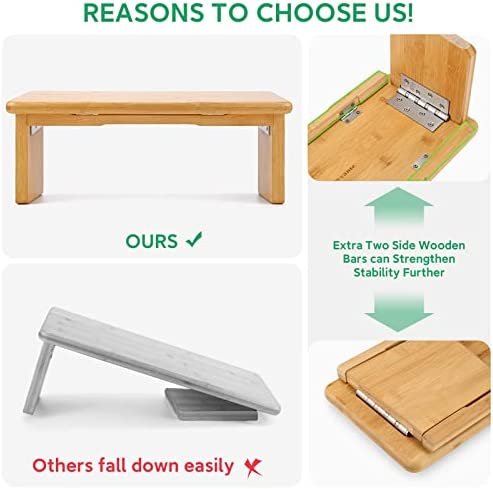 Nnewvante Yoga Meditation Bench, Meditation Kneeling Stool with Foldable Legs, Ergonomic Bamboo Seiza Yoga Benches, Wooden Meditation Chair for Praying, Folding Prayer Kneeler Seat - Image 6