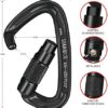 BEIFENG Auto Locking Carabiner 25KN Professional Rock Climbing Carabiner Obtained UIAA Certification Heavy Duty Carabiners Suitable for Rock Climbing, Camping, Rappelling, Rescue Black - Image 2