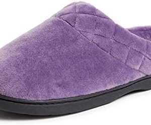 Dearfoams Women's Indoor/Outdoor Memory Foam Darcy Microfiber Velour Clog, Wide Widths Slipper