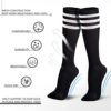 SIVGULERIIE Knee High Socks for Women Athletics Striped Tube Socks Cotton Soft Fit For Running Hiking Cycling 2 Pairs - Image 2