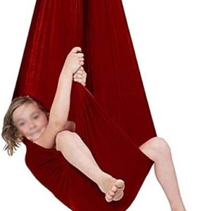 Portable Therapy Swing Hammock Swing Ideal for Kids/Adult Equipment Aerial Yoga Set Safe Adjustable Indoor Outdoor Sensory Hammock Exercise (Color : Wine Red, Size : 100x280cm/39x110in)