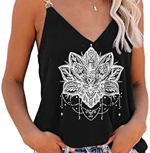 SAUKOLE Summer Tank Tops for Women V Neck Womens Fashion Sleeveless Top Loose Fit Casual Stripe Shirts Blouse