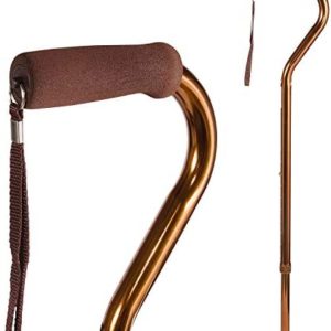 DMI Deluxe Lightweight Adjustable Walking Cane with Soft Foam Offset Hand Grip, Slip Resistance, For Men and Women, Bronze