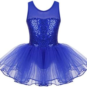 MSemis Kids Girls Sequins Camisole Irregular Tutu Dress Ballet Skirted Leotard Ballerina Performing Costume