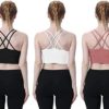 WANAYOU Women Strappy Sports Bra for Women,Cross Back Sports Bra Padded Yoga Bra 3 Pack Medium Support Workout Bra - Image 2