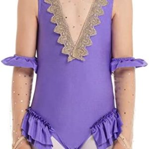 MSemis 3Pcs Circus Show Trapeze Costume Kids Girls Cape with Tutu Skirt and Wristband Halloween Outfit