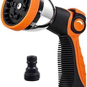 Garden Hose Nozzle Spray Nozzle,10 Hose Metal Duty Watering Patterns Thumb Control On Off Valve, High Pressure Nozzle Sprayer for Watering Plants, Car Wash,Cleaning,Showering Pets