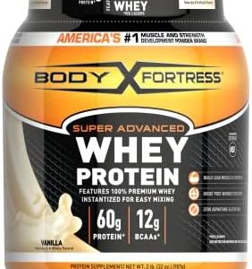 Body Fortress Super Advanced Whey Protein Powder, Vanilla Flavored, Gluten Free, 2 Lb