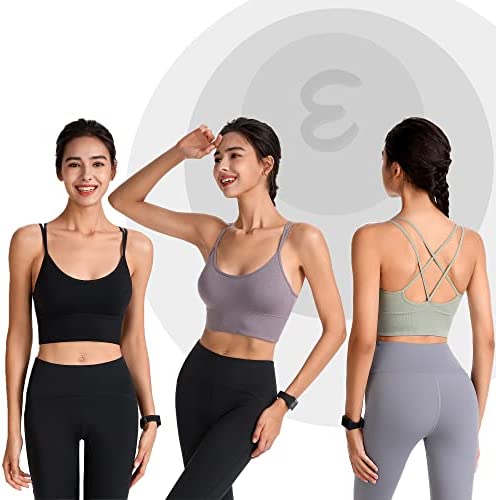 Evercute Cross Back Sport Bras Padded Strappy Criss Cross Cropped Bras for Yoga Workout Fitness Low Impact - Image 2