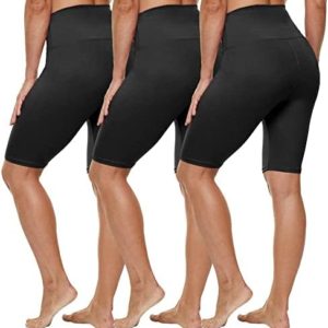 HLTPRO 3 Pack Biker Shorts for Women(Reg & Plus Size) - High Waist Buttery Soft 8" Womens Shorts for Workout, Yoga, Running