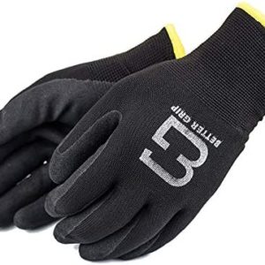Better Grip BGWANS Safety Winter Insulated Double Lining Rubber Coated Work Gloves, 3 Pairs/Pack (Medium, Black)