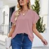 VIVIfashion Women' s Business Casual Tops Split V Neck Ruffle Sleeve Chiffon Blouses Dressy Shirts Loose Tunic Oversized - Image 4