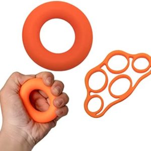 OVERNEWS Hand Strengthener, Finger Grip Exerciser, Therapy Rings for Strength Wrist Trainer (Orange)