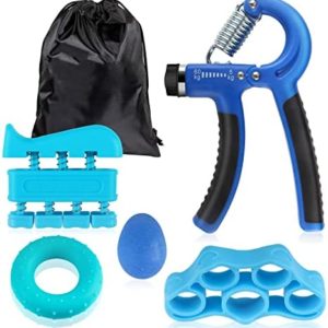 Hand Grip Exerciser Strengthener (5 Piece Set) for Kid Adult, Adjustable Grip Strength Trainer, Hand Squeezer Grip Stress 3D Balls, Finger Strength Trainer for Workout, Stress Relief