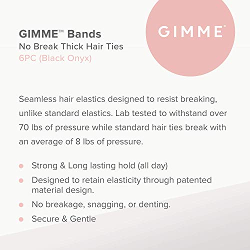 GIMME Bands Thick Fit Hair Ties | No Break Microfiber Thick Hair Elastics | Firm Yet Gentle Hold with No Snagging, Dents, or Breakage | Black Onyx - Image 2