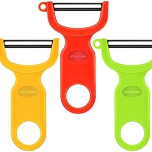 Original Vegetable Fruit Peeler Carbon Steel Blade 3 Pack Red/Green/Yellow…