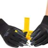 ACKTRA Coated Nylon Safety WORK GLOVES 12 Pairs, Knit Wrist Cuff, Multipurpose, for Men & Women, WG008 Black Polyester, Black Latex, Small - Image 2