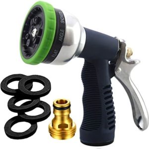 Garden Hose Nozzle Heavy Duty Spray 9 Adjustable Patterns Metal Water Jet Hose Sprayer Hand Gun Grip Trigger for Cleaning/Watering Lawn and Garden/Pets Shower by SUNRICH