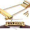 Alnicov Set of 6 String Archtop Jazz Guitar Rosewood Bridge Height Adjustable & Tailpiece Trapeze for Jazz Guitar Parts,Gold - Image 3