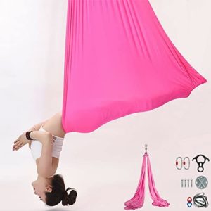 HUACHEN-LS Yoga Hammock Aerial Silk 2.8X10M for Aerial Yoga Flying Home Gym Anti-Gravity Fitness Practice Soft Durable Polyester Silk (Color : Pink, Size : 1)