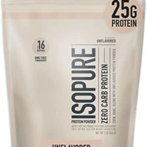 Isopure Unflavored Whey Isolate Protein Powder, with Vitamin C & Zinc for Immune Support, 25g Protein, Zero Carb & Keto Friendly, 1 Pound (Packaging May Vary)