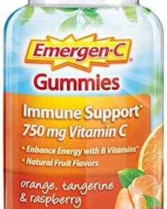 Emergen-C 750mg Vitamin C Gummies for Adults, Immunity Gummies with B Vitamins, Gluten Free, Orange, Tangerine and Raspberry Flavors - 45 Count