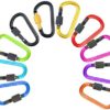 IEBUOBO 10 Pack Aluminum D Ring Key Rings Hiking Clips Locking Carabiner for Hiking Camping Fishing and Outdoor Use，Clips with Screw Gate Multicolored - Image 3
