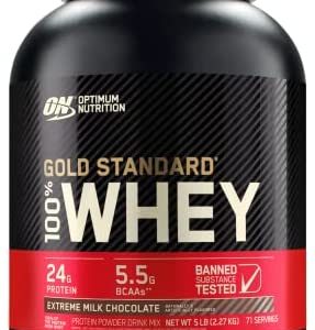 Optimum Nutrition Gold Standard 100% Whey Protein Powder, Extreme Milk Chocolate, 5 Pound (Packaging May Vary)