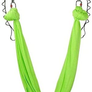 MQSS Yoga Swing Aerial Yoga Hammock kit for Antigravity Yoga Inversion Premium Aerial Silk Fabric Yoga Swing Include Daisy Chain,Carabiner Green
