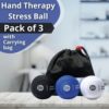 Hand Therapy Stress Ball 3 Pk For Adults -Relieve Stress / Strengthen Hands Fingers and Wrists. A Variety Of Colors 2.36-inch Grip Strength Trainers With 3 Firmness Levels + Bonuses - Image 2